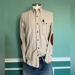 Chamois button down with real leather elbow patches.
